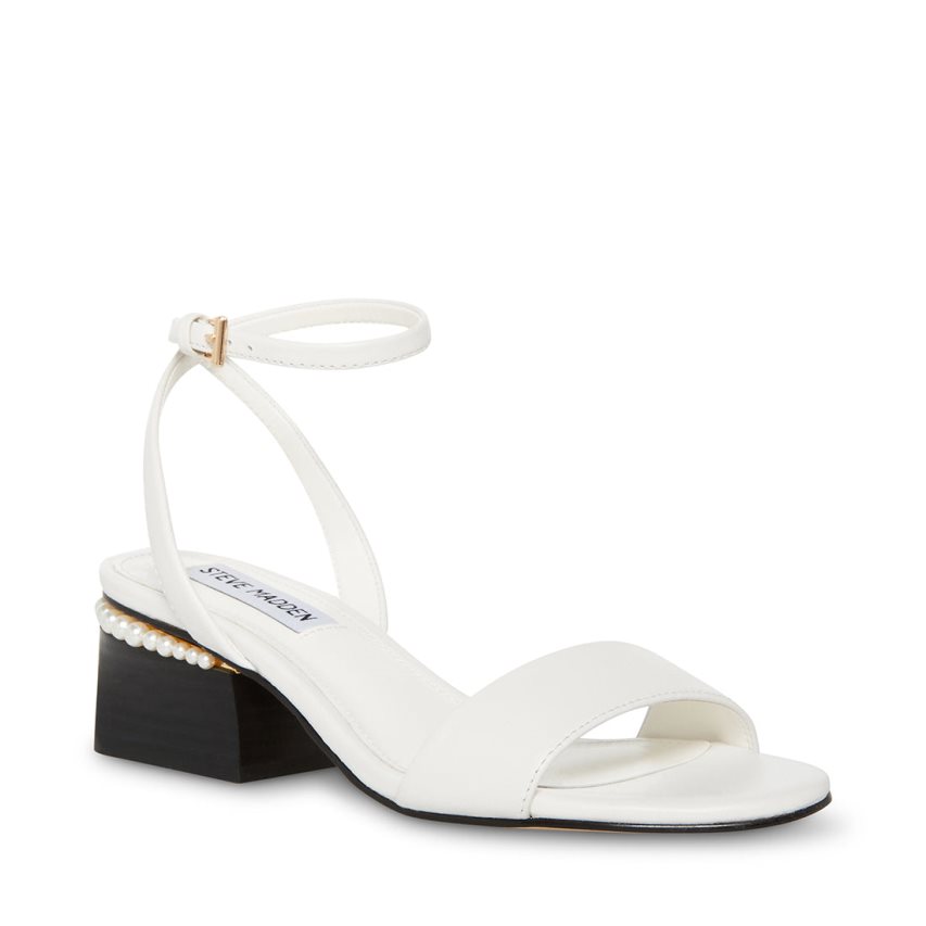 Sandalias Tacones Steve Madden Nora Cuero Mujer Blancas | ES WO8936